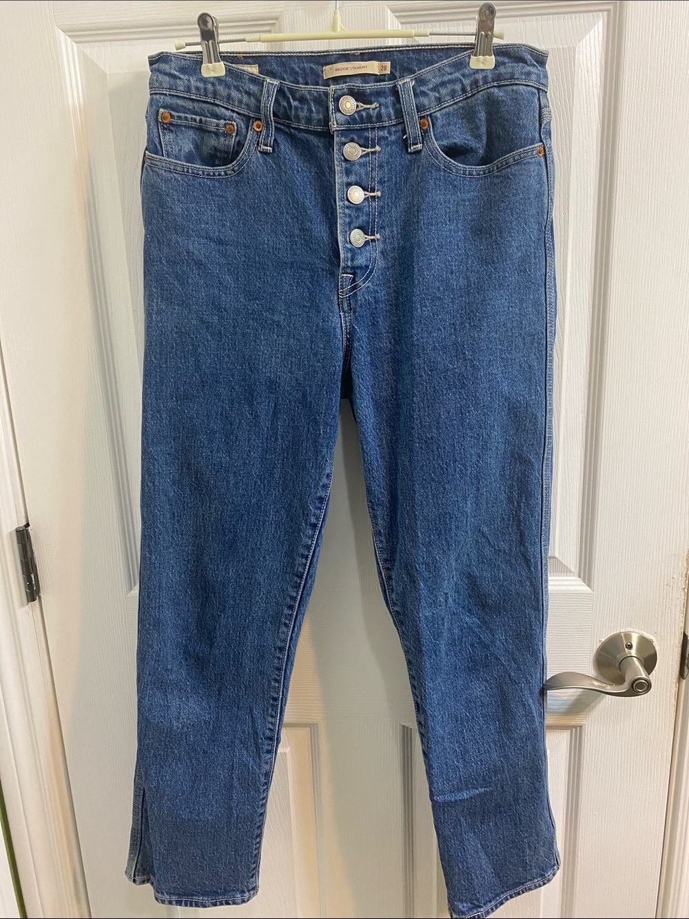 Wedgie Straight Levi’s Big E Exposed Button Fly Women’s Jeans 28 by 27 School